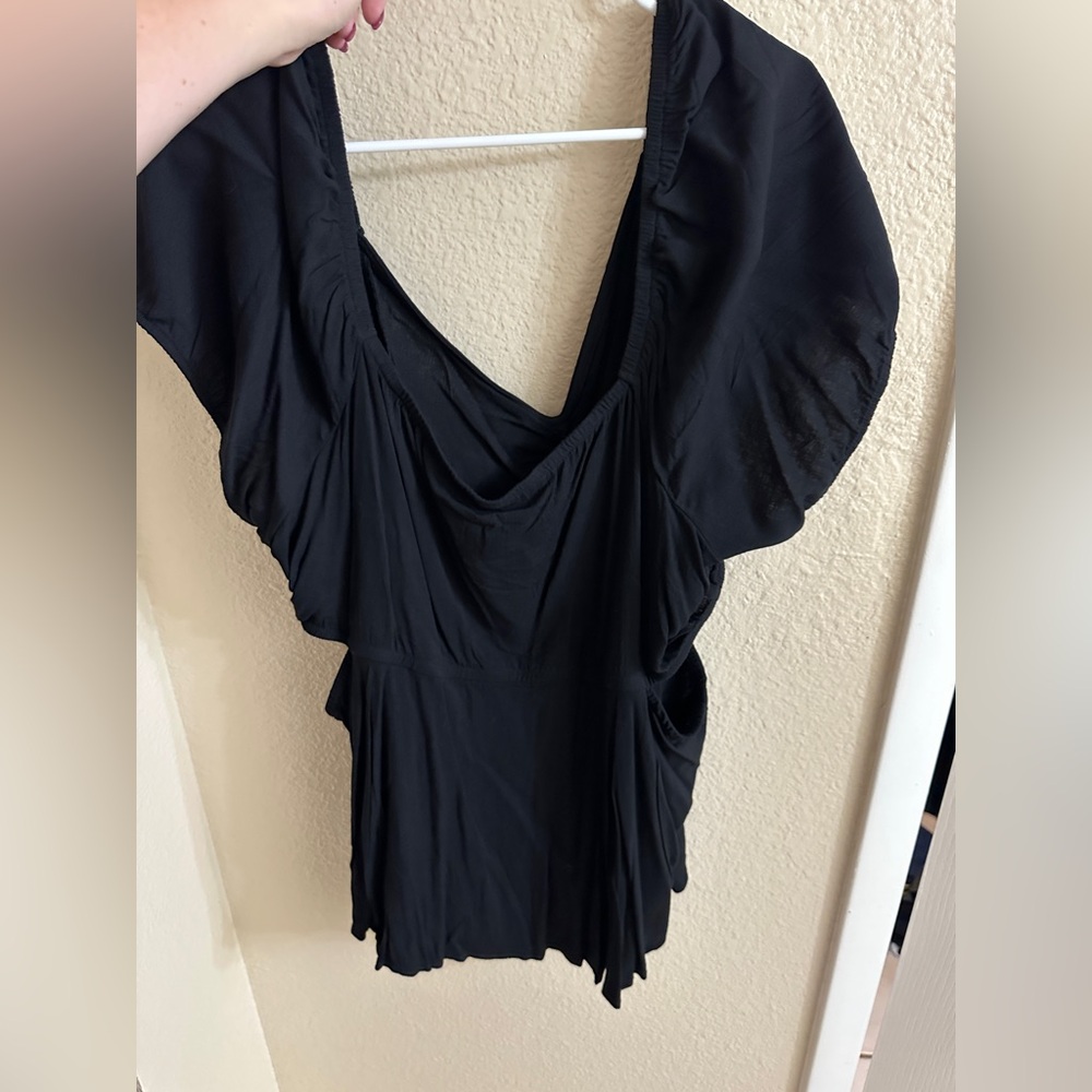 Torrid Black Ruched Women's Blouse - Picture 4 of 4